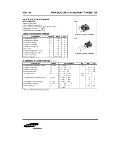 Samsung ksh127  . Electronic Components Datasheets Active components Transistors Samsung ksh127.pdf