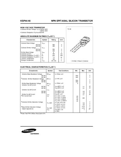 . Electronic Components Datasheets ksp44pfc  . Electronic Components Datasheets Active components Transistors Samsung ksp44pfc.pdf