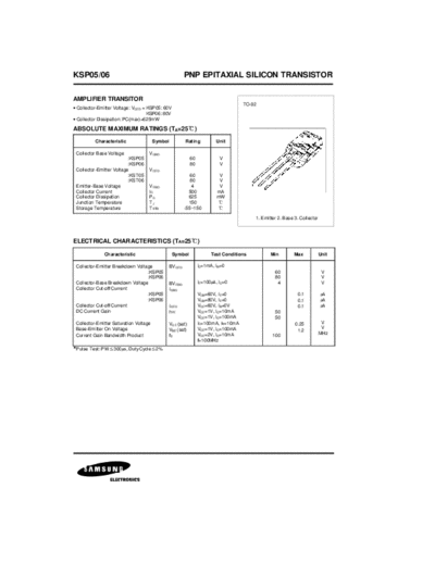 Samsung ksp05  . Electronic Components Datasheets Active components Transistors Samsung ksp05.pdf