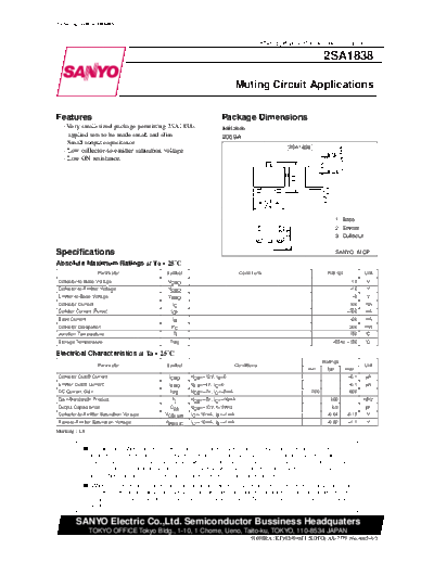Sanyo 2sa1838  . Electronic Components Datasheets Active components Transistors Sanyo 2sa1838.pdf