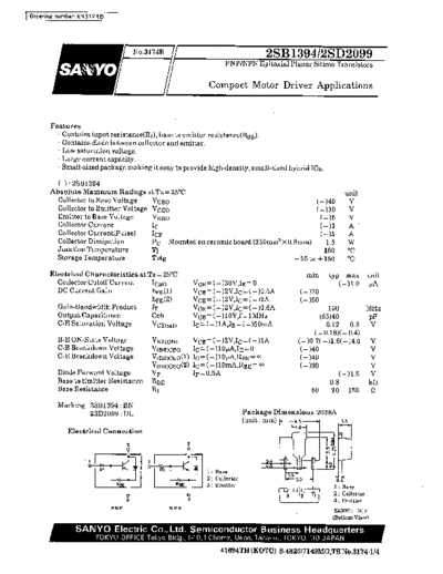 Sanyo 2sb1394  . Electronic Components Datasheets Active components Transistors Sanyo 2sb1394.pdf