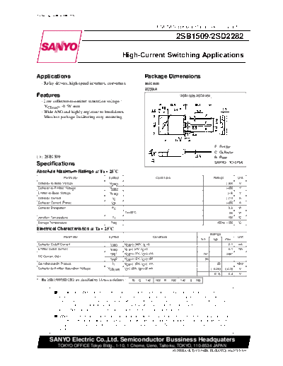 . Electronic Components Datasheets 2sb1509  . Electronic Components Datasheets Active components Transistors Sanyo 2sb1509.pdf