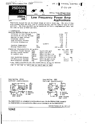 Sanyo 2sb514  . Electronic Components Datasheets Active components Transistors Sanyo 2sb514.pdf