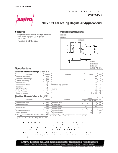 Sanyo 2sc3450  . Electronic Components Datasheets Active components Transistors Sanyo 2sc3450.pdf