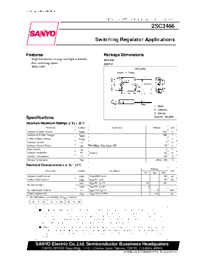 Sanyo 2sc3466  . Electronic Components Datasheets Active components Transistors Sanyo 2sc3466.pdf