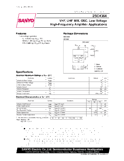 . Electronic Components Datasheets 2sc4364  . Electronic Components Datasheets Active components Transistors Sanyo 2sc4364.pdf