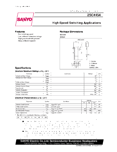 . Electronic Components Datasheets 2sc4454  . Electronic Components Datasheets Active components Transistors Sanyo 2sc4454.pdf