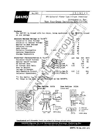 Sanyo 2sc4071  . Electronic Components Datasheets Active components Transistors Sanyo 2sc4071.pdf