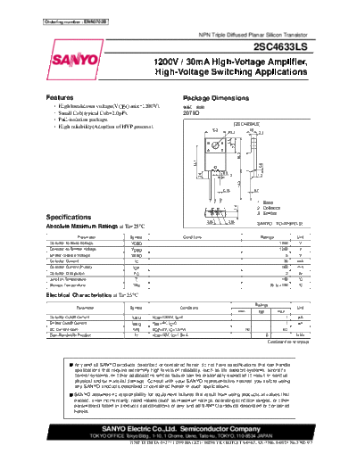 . Electronic Components Datasheets 2sc4633ls  . Electronic Components Datasheets Active components Transistors Sanyo 2sc4633ls.pdf