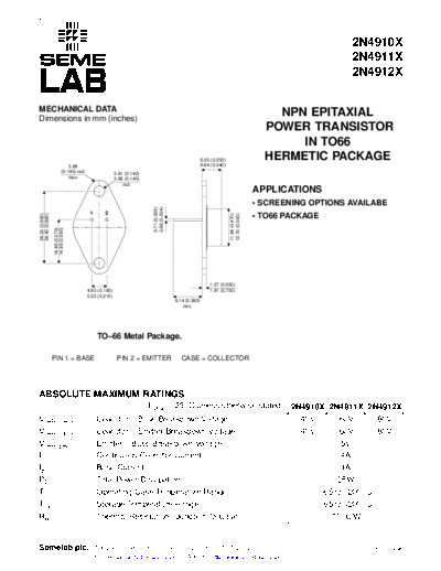 Semelab 2n4910x 2n4911x 2n4912x  . Electronic Components Datasheets Active components Transistors Semelab 2n4910x_2n4911x_2n4912x.pdf