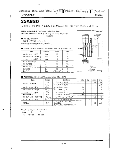 Panasonic 2sa880  . Electronic Components Datasheets Active components Transistors Panasonic 2sa880.pdf
