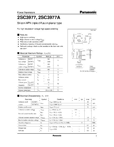 Panasonic 2sc3977  . Electronic Components Datasheets Active components Transistors Panasonic 2sc3977.pdf