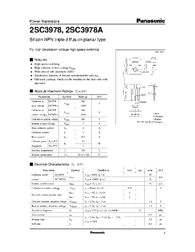 . Electronic Components Datasheets 2sc3978  . Electronic Components Datasheets Active components Transistors Panasonic 2sc3978.pdf