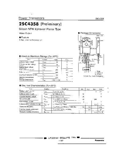 Panasonic 2sc4358  . Electronic Components Datasheets Active components Transistors Panasonic 2sc4358.pdf