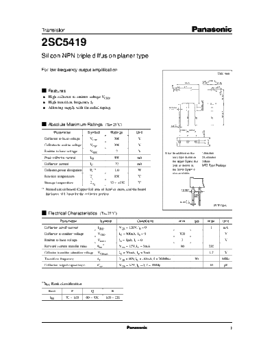 Panasonic 2sc5419  . Electronic Components Datasheets Active components Transistors Panasonic 2sc5419.pdf