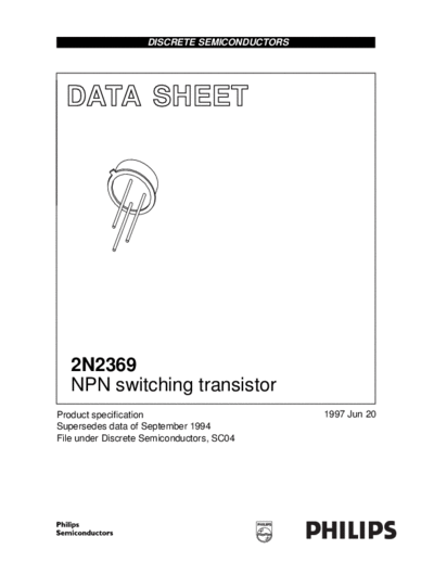 Philips 2n2369  . Electronic Components Datasheets Active components Transistors Philips 2n2369.pdf