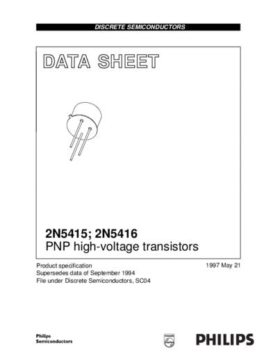 Philips 2n5415 2n5416  . Electronic Components Datasheets Active components Transistors Philips 2n5415_2n5416.pdf