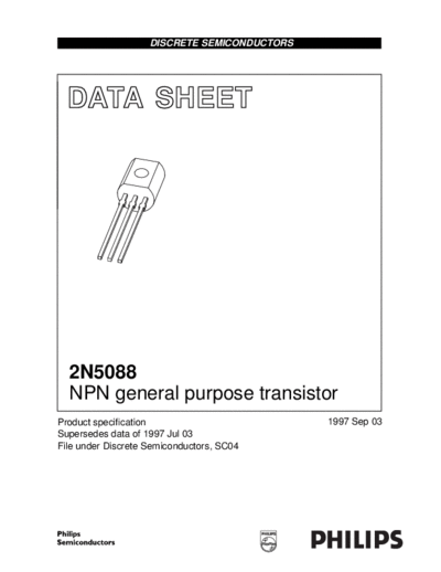 Philips 2n5088 3  . Electronic Components Datasheets Active components Transistors Philips 2n5088_3.pdf