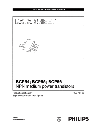 Philips bcp54 bcp55 bcp56 3  . Electronic Components Datasheets Active components Transistors Philips bcp54_bcp55_bcp56_3.pdf