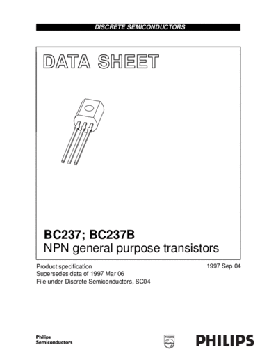 Philips bc237 bc237b 2  . Electronic Components Datasheets Active components Transistors Philips bc237_bc237b_2.pdf