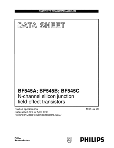 Philips bf545a  . Electronic Components Datasheets Active components Transistors Philips bf545a.pdf