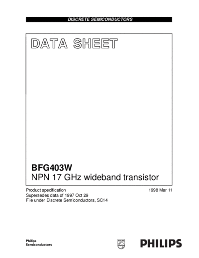 Philips bfg403w 4  . Electronic Components Datasheets Active components Transistors Philips bfg403w_4.pdf