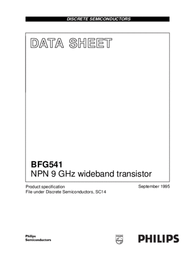 Philips bfg541  . Electronic Components Datasheets Active components Transistors Philips bfg541.pdf