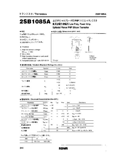 Rohm 2sb1085a  . Electronic Components Datasheets Active components Transistors Rohm 2sb1085a.pdf