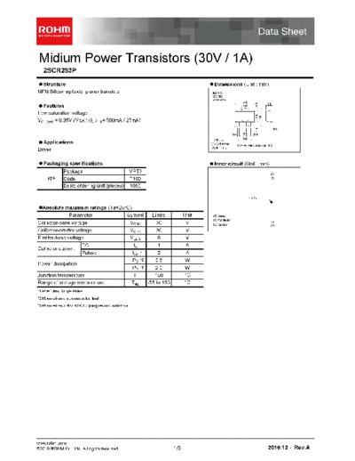 Rohm 2scr293p  . Electronic Components Datasheets Active components Transistors Rohm 2scr293p.pdf