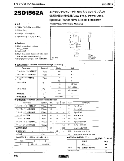 Rohm 2sd1562a  . Electronic Components Datasheets Active components Transistors Rohm 2sd1562a.pdf