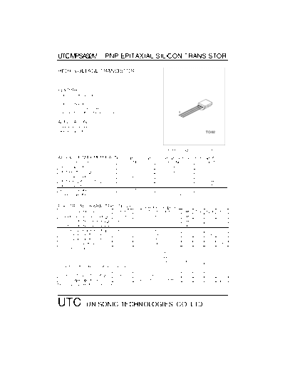 UTC mpsa92m  . Electronic Components Datasheets Active components Transistors UTC mpsa92m.pdf