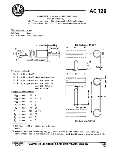 Valvo ac128  . Electronic Components Datasheets Active components Transistors Valvo ac128.pdf