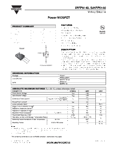 Vishay irfp9140 sihfp9140  . Electronic Components Datasheets Active components Transistors Vishay irfp9140_sihfp9140.pdf
