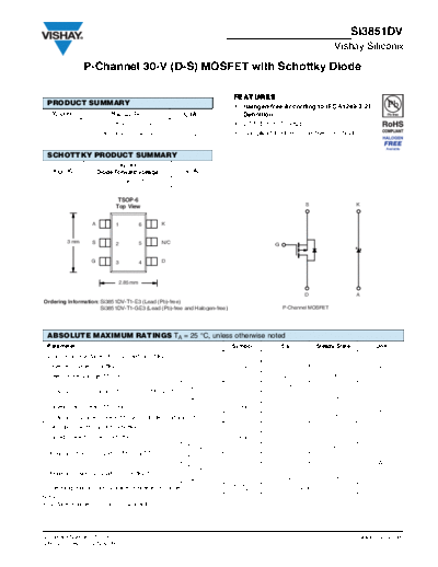 Vishay si3851dv  . Electronic Components Datasheets Active components Transistors Vishay si3851dv.pdf