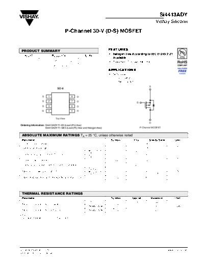 Vishay si4413ad  . Electronic Components Datasheets Active components Transistors Vishay si4413ad.pdf