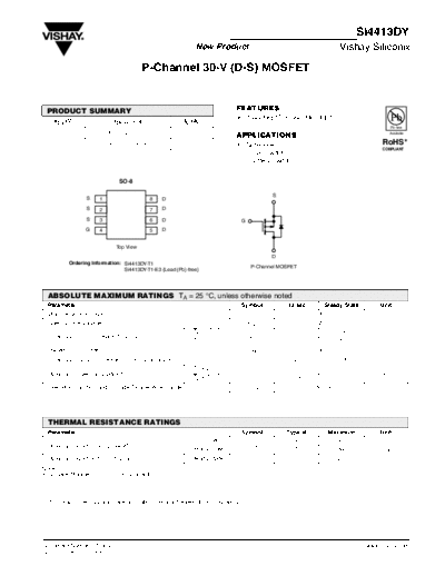 Vishay si4413dy  . Electronic Components Datasheets Active components Transistors Vishay si4413dy.pdf