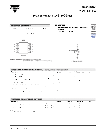 Vishay si4431bd  . Electronic Components Datasheets Active components Transistors Vishay si4431bd.pdf