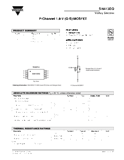 Vishay si6413dq  . Electronic Components Datasheets Active components Transistors Vishay si6413dq.pdf