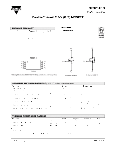 Vishay si6925adq  . Electronic Components Datasheets Active components Transistors Vishay si6925adq.pdf