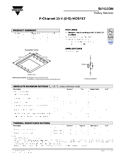 Vishay si7423dn  . Electronic Components Datasheets Active components Transistors Vishay si7423dn.pdf