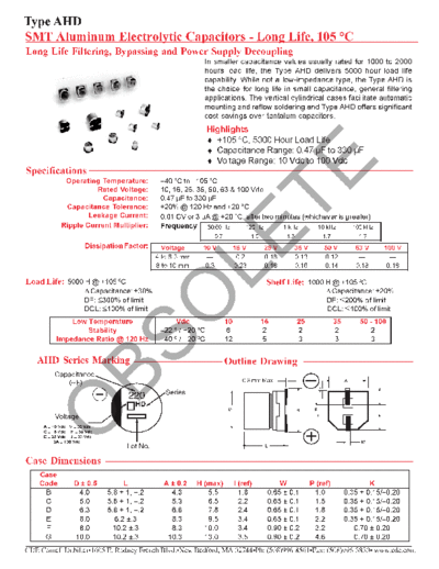 CDE [Cornell-Dubilier] CDE [smd] AHD Series  . Electronic Components Datasheets Passive components capacitors CDE [Cornell-Dubilier] CDE [smd] AHD Series.pdf