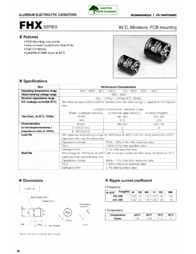 Daewoo-Parstnic Daewoo-Partsnic [snap-in] FHX Series  . Electronic Components Datasheets Passive components capacitors Daewoo-Parstnic Daewoo-Partsnic [snap-in] FHX Series.pdf