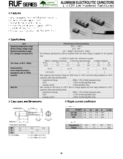 Daewoo-Parstnic Daewoo-Partsnic [radial thru-hole] RUF Series  . Electronic Components Datasheets Passive components capacitors Daewoo-Parstnic Daewoo-Partsnic [radial thru-hole] RUF Series.pdf