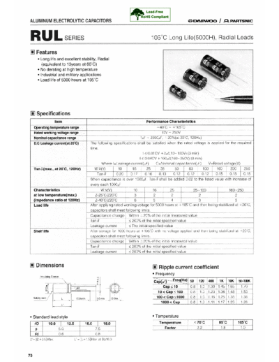 Daewoo-Parstnic Daewoo-Partsnic [radial thru-hole] RUL Series  . Electronic Components Datasheets Passive components capacitors Daewoo-Parstnic Daewoo-Partsnic [radial thru-hole] RUL Series.pdf