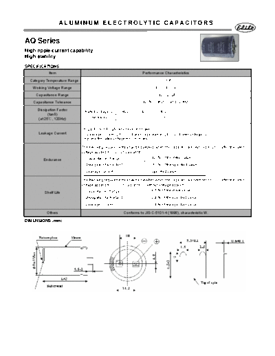 Elite [snap-in] AQ Series  . Electronic Components Datasheets Passive components capacitors Elite Elite [snap-in] AQ Series.pdf