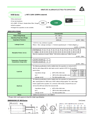Samyoung [radial thru-hole] NXB Series  . Electronic Components Datasheets Passive components capacitors Samyoung Samyoung [radial thru-hole] NXB Series.pdf