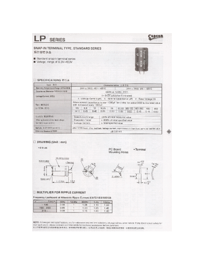Sapcon [snap-in] LP Series  . Electronic Components Datasheets Passive components capacitors Sapcon Sapcon [snap-in] LP Series.pdf