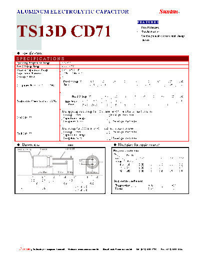 Suntan [non-polar radial] TS13DF-CD71 Series  . Electronic Components Datasheets Passive components capacitors Suntan Suntan [non-polar radial] TS13DF-CD71 Series.pdf