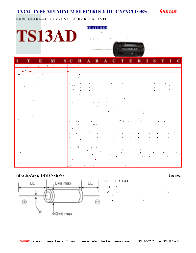 Suntan [axial] TS13AD Series  . Electronic Components Datasheets Passive components capacitors Suntan Suntan [axial] TS13AD Series.pdf