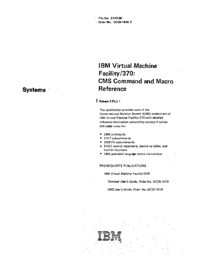 IBM GC20-1818-2   Virtual Machine Facility 370 CMS Command and Macro Reference Rel 6 Mar79  IBM 370 VM_370 Release_6 GC20-1818-2_IBM_Virtual_Machine_Facility_370_CMS_Command_and_Macro_Reference_Rel_6_Mar79.pdf
